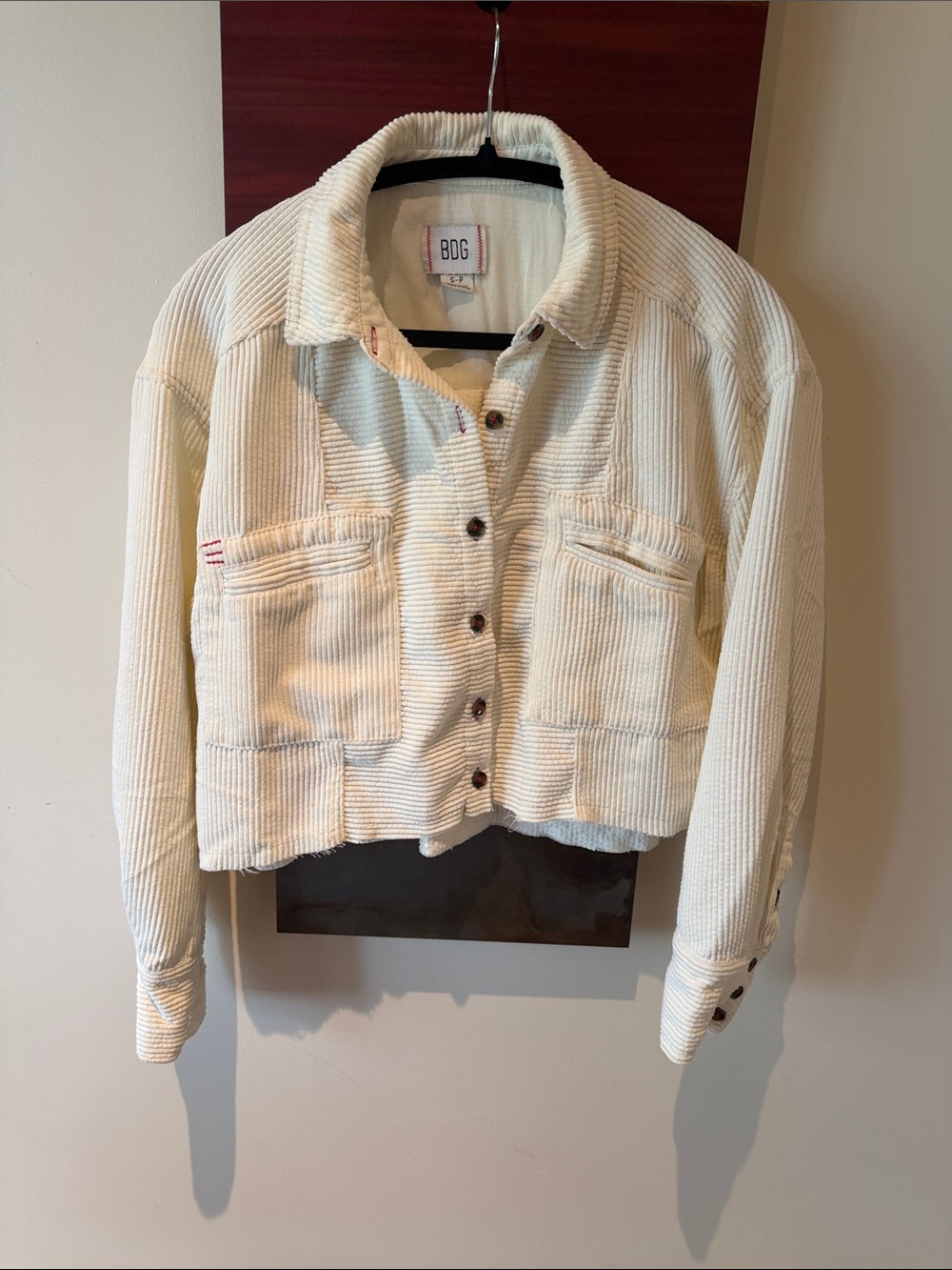 BDG Off-White Cropped Corduroy Jacket